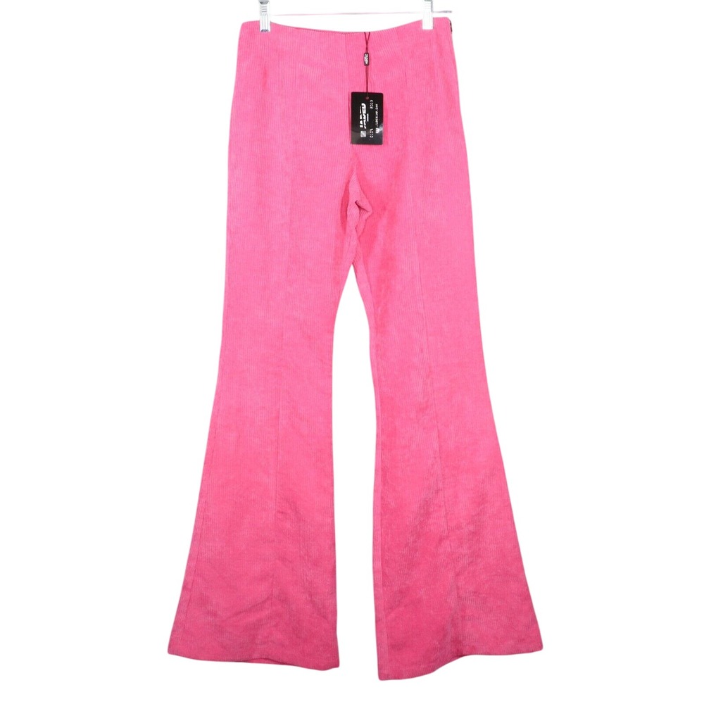Jaded London Flared High Waist Pants Womens Sz 4 Hot Pink Corduroy Trousers NWT
